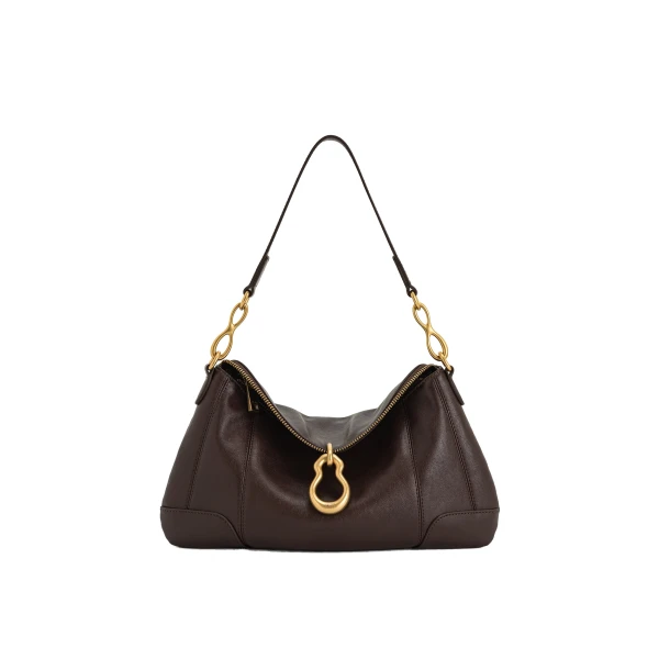 JW PEI Jayla Metal Pendant Embellished Shoulder Bag in Dark Brown