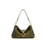 JW PEI Jayla Metal Pendant Embellished Shoulder Bag in Green Croc