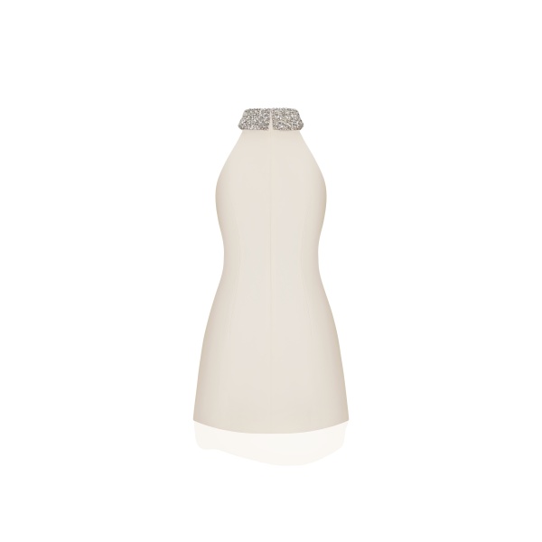 JW PEI Jeweled Halter Iris Motif Dress
