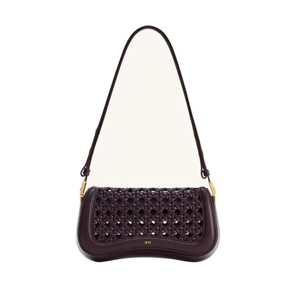 JW PEI Joy Woven Shoulder Bag in Dark Red