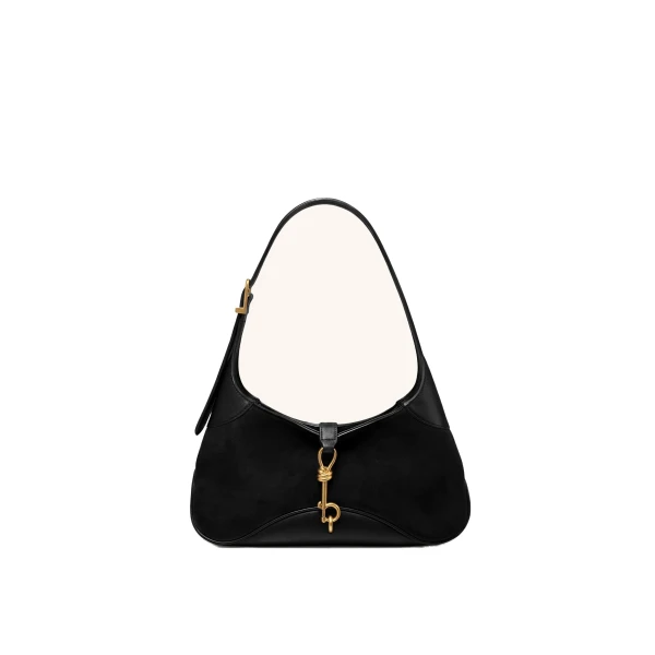 JW PEI Juliette Faux Suede Key Charm East-West Shoulder Bag in Black