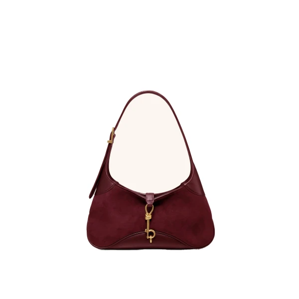 JW PEI Juliette Faux Suede Key Charm East-West Shoulder Bag in Burgundy