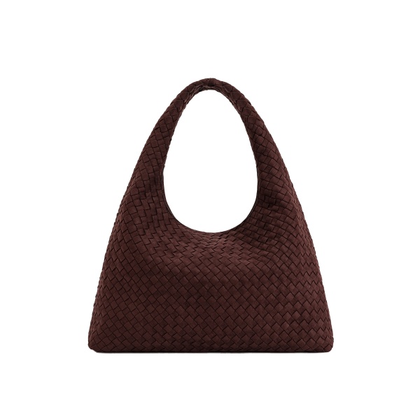 JW PEI Laura Faux Suede Woven Shoulder Bag in Dark Brown