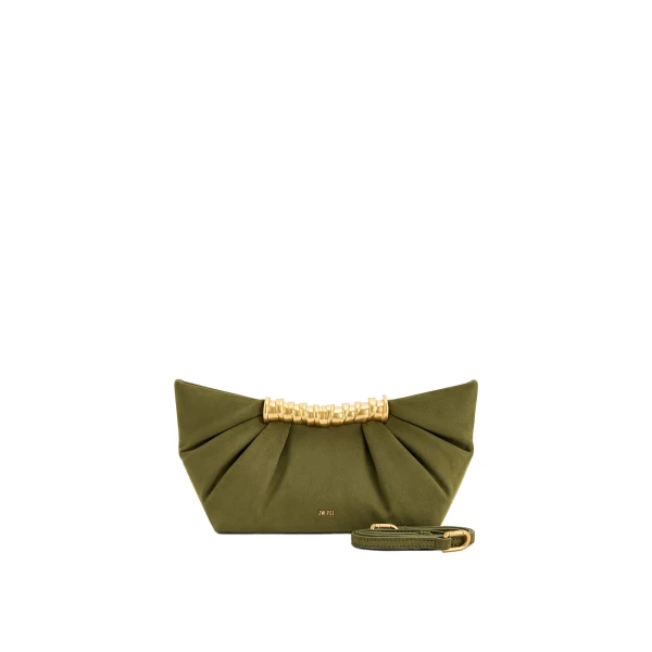 JW PEI Leia Pleated Clutch in Dark Olive