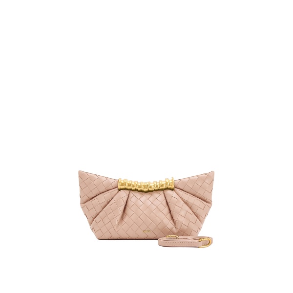 JW PEI Leia Weave Texture Pleated Clutch in Pink