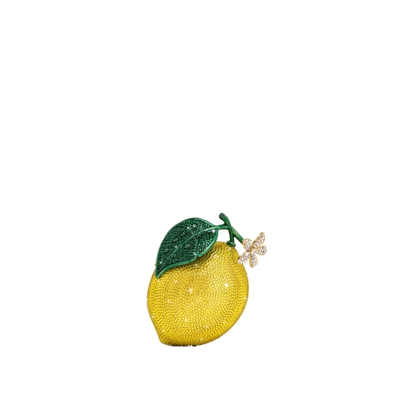 Lemon-Inspired Rhinestone Clutch in Yellow