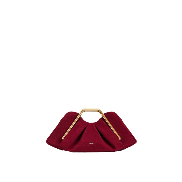 JW PEI Lila Faux Suede Metal Frame Clutch in Red