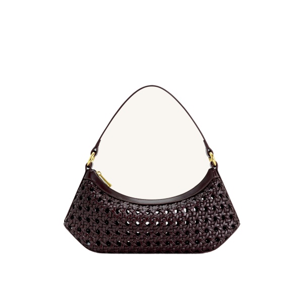 JW PEI Lily Faux Bamboo Woven Shoulder Bag in Deep Claret