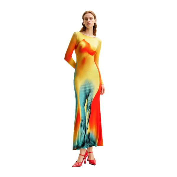 Lily Illusion Print Dress in Multicolor