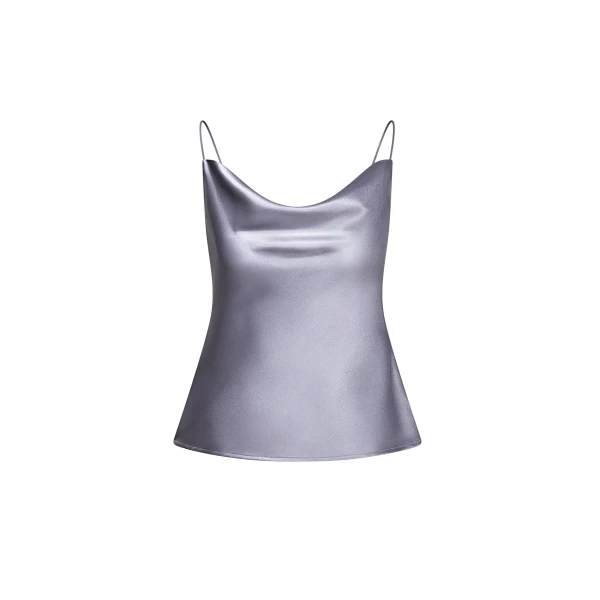 Liquid Satin Cowl Camisole in Silver