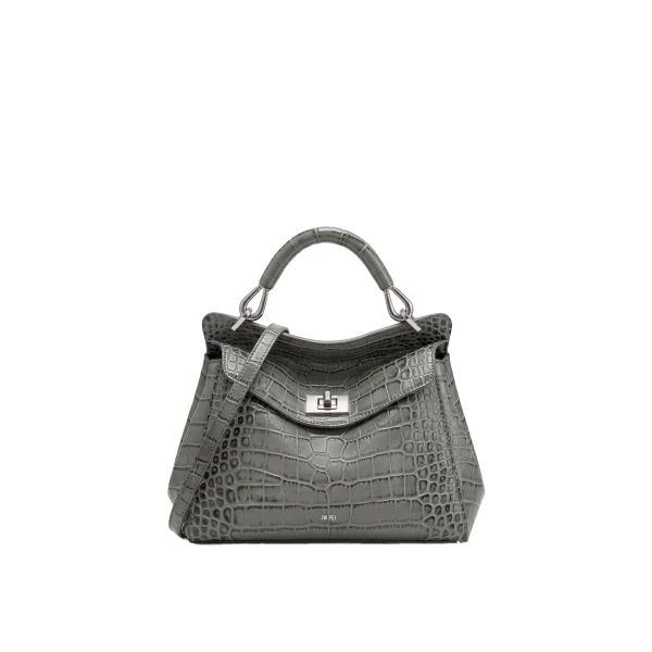 JW PEI Lucia Classic Top Handle Bag in Grey Croc