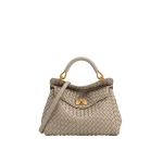 JW PEI Lucia Classic Woven Top Handle Bag in Mud Gray