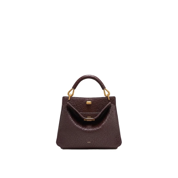 JW PEI Lucia Elephant-Effect Top Handle Bag in Dark Brown