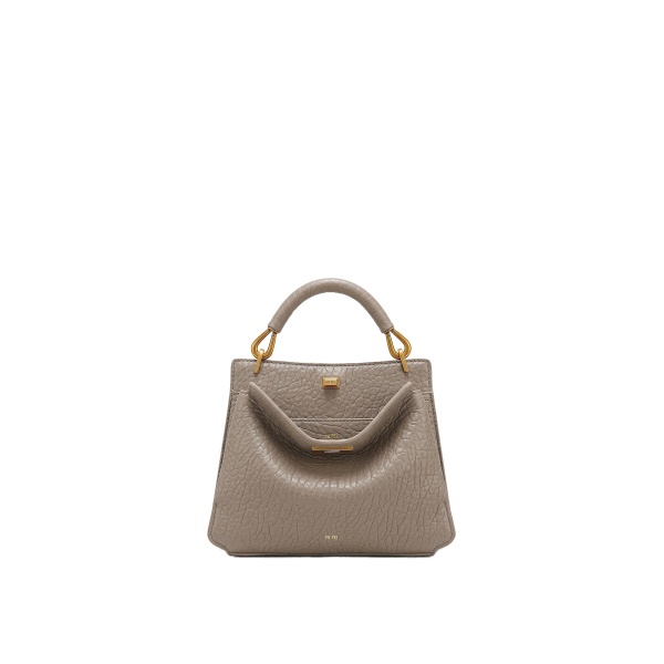 JW PEI Lucia Elephant-Effect Top Handle Bag in Stone Gray