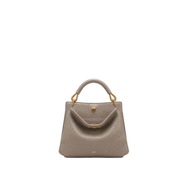 JW PEI Lucia Elephant-Effect Top Handle Bag in Stone Gray