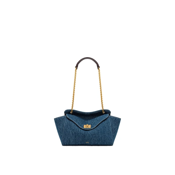 JW PEI Lucia Envelope Chain Shoulder Bag in Blue Denim