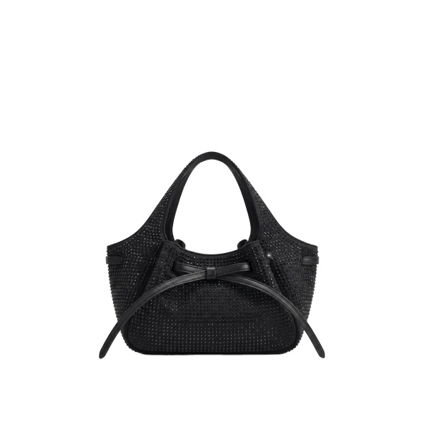 JW PEI Mabel Artificial Crystal Soft Bow Tote Bag in Black