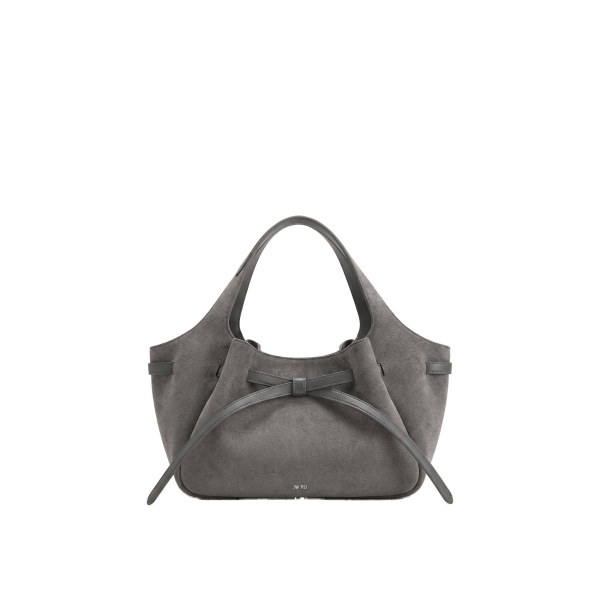JW PEI Mabel Faux Suede Soft Bow Tote Bag in Grey