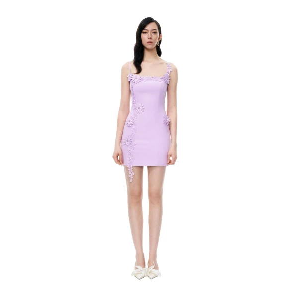 Mirabelle 3D Floral Mini Dress in Purple