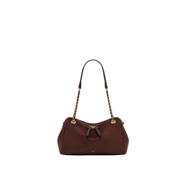 JW PEI Mireya Faux Suede Chain Shoulder Bag in Dark Brown