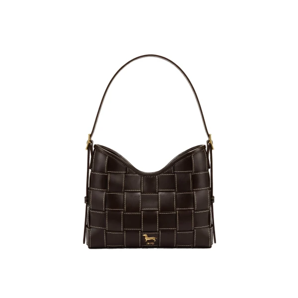 JW PEI Nadine Dachshund Woven Hobo Bag in Dark Brown