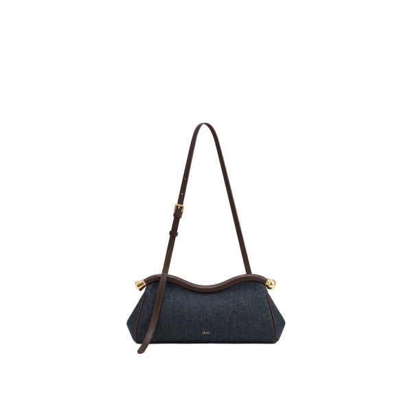 JW PEI Naomi Curved Shoulder Bag in Dark Blue Denim