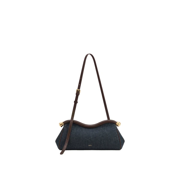 JW PEI Naomi Curved Shoulder Bag in Dark Blue Denim