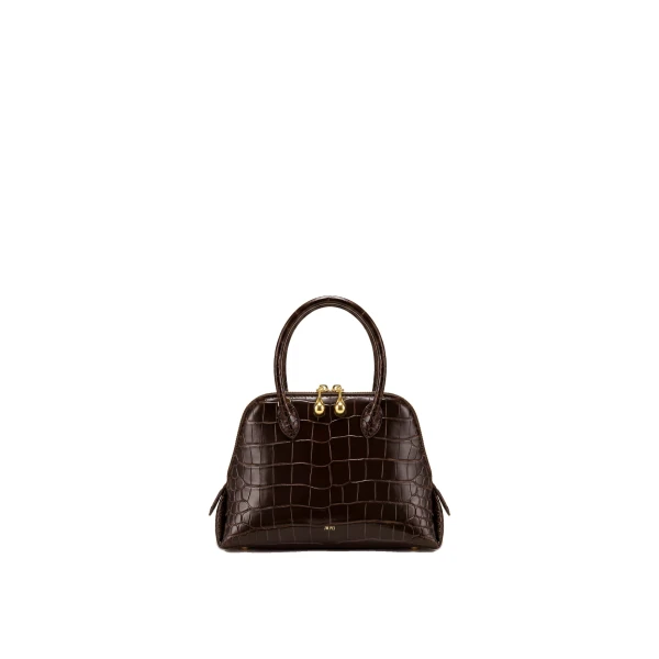 JW PEI Nerina Structured Top Handle Bag in Dark Brown Croc