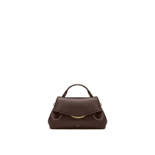 JW PEI Nerissa Curved Flap Top Handle Bag in Dark Brown