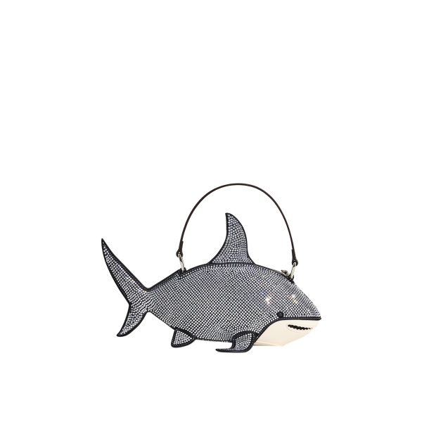 JW PEI Nerys Artificial Crystal Shark Top Handle Bag in Black
