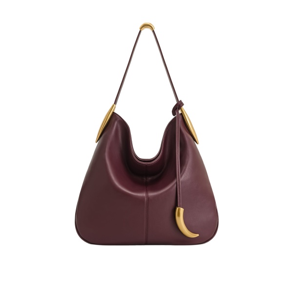 JW PEI Nina Metal Charm Hobo Bag in Burgundy