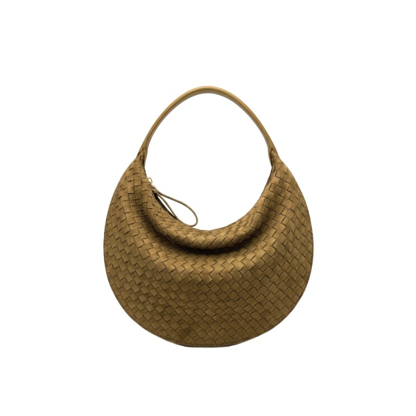 JW PEI Nola Faux Suede Woven Crescent Shoulder Bag in Olive Green