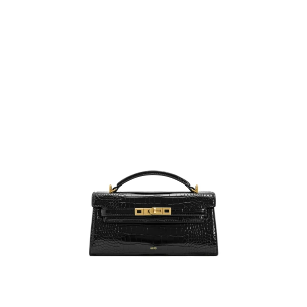 JW PEI Noor Top Handle Bag in Black Croc