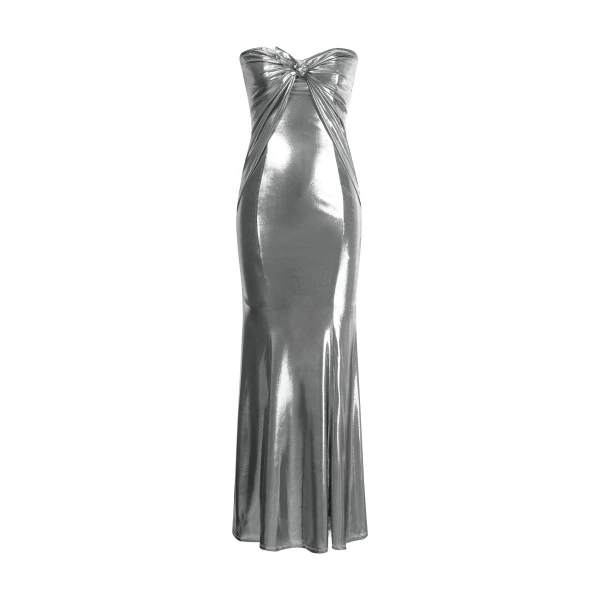 Olivia Silver Maxi Tube Dress in Silver