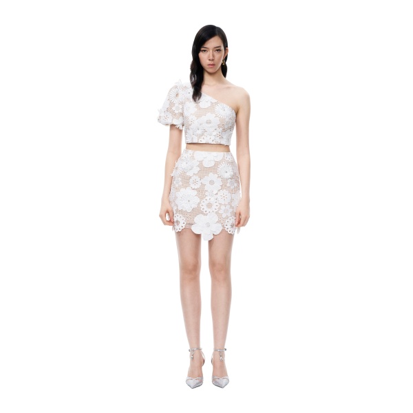 JW PEI Ophelia One-shoulder Embroidered Lace Dress Suit
