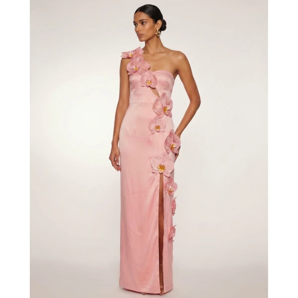 Orchid Embellished Cutout Slit Maxi Dress in Blush Pink