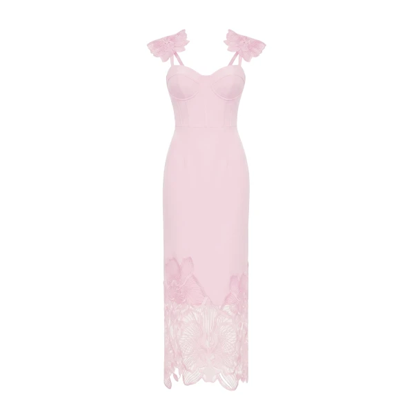 Orchid Embroidered Corset Dress in Dusty Rose
