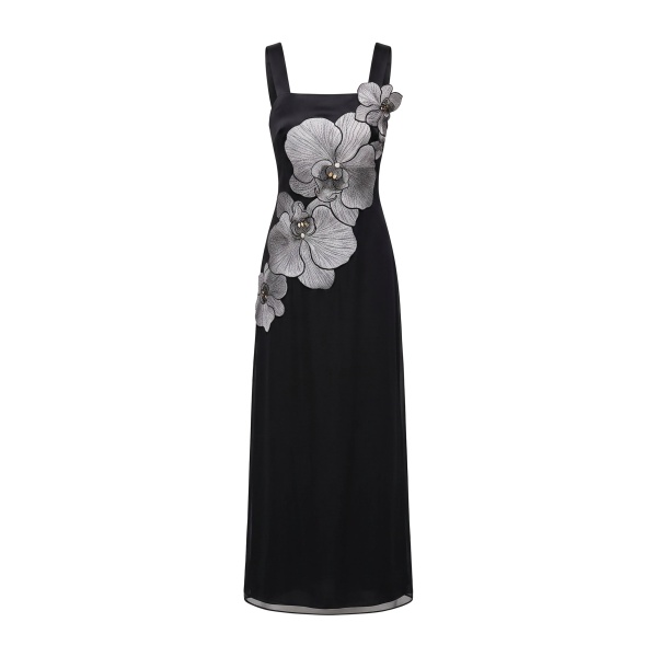 JW PEI Orchid Embroidered Square Neck Column Maxi Dress