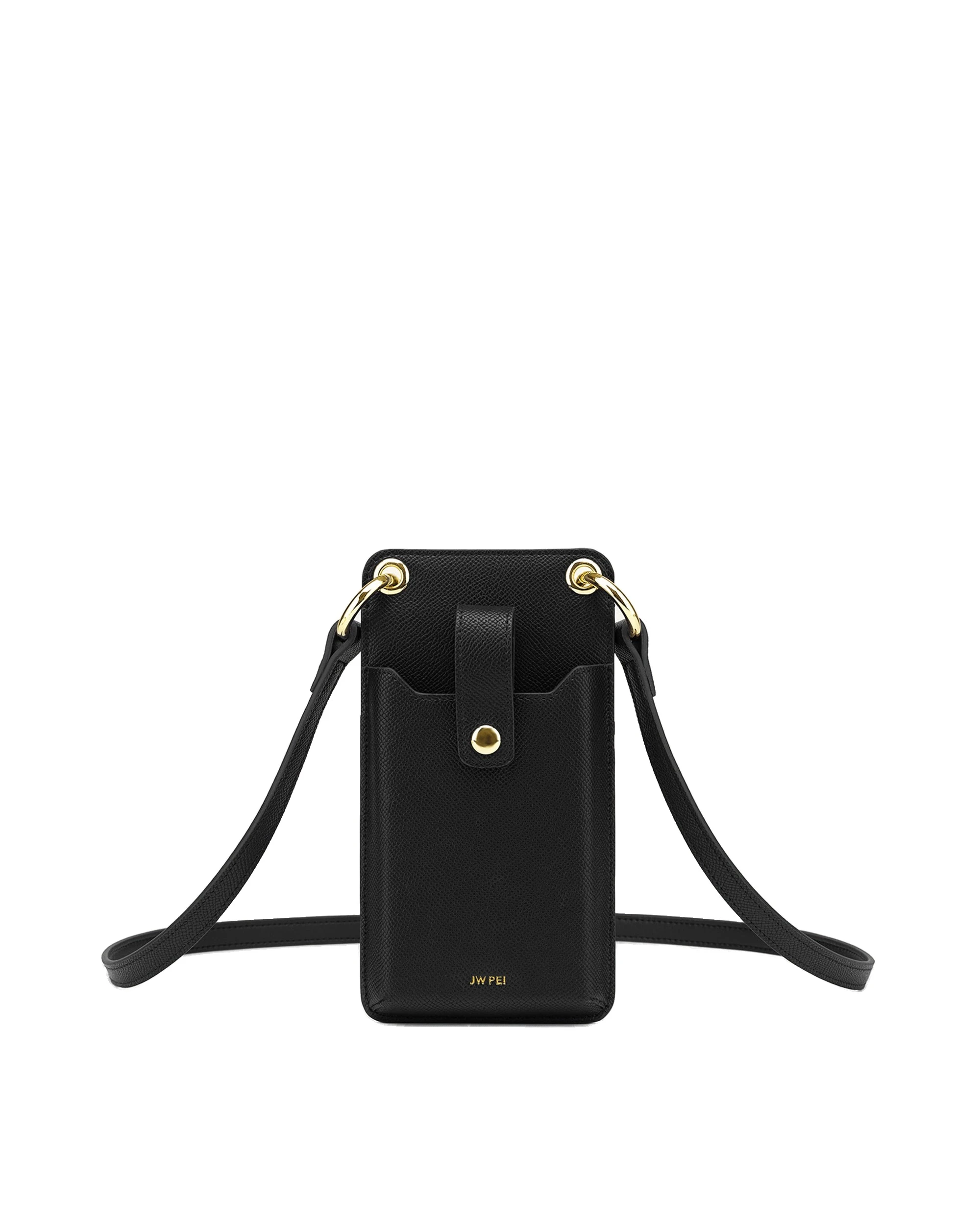 JW PEI Quinn Phone Bag in Black Grained Vegan Leather | Mini Bags | Coveti JW PEI Quinn Phone Bag in Black Grained Vegan Leather