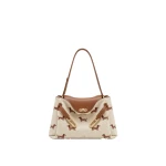 JW PEI Rhea Dachshund Embroidered Double Buckle Shoulder Bag in Brown Canvas | Shoulder & Crossbody Bags | Coveti JW PEI Rhea Dachshund Embroidered Double Buckle Shoulder Bag in Brown Canvas