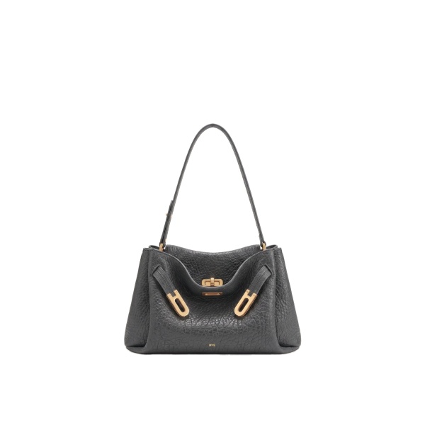 JW PEI Rhea Double Buckle Shoulder Bag in Charcoal Grey