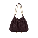 JW PEI Rowan Weaving Ruched Drawstring Chain Bucket Bag in Dark Cherry