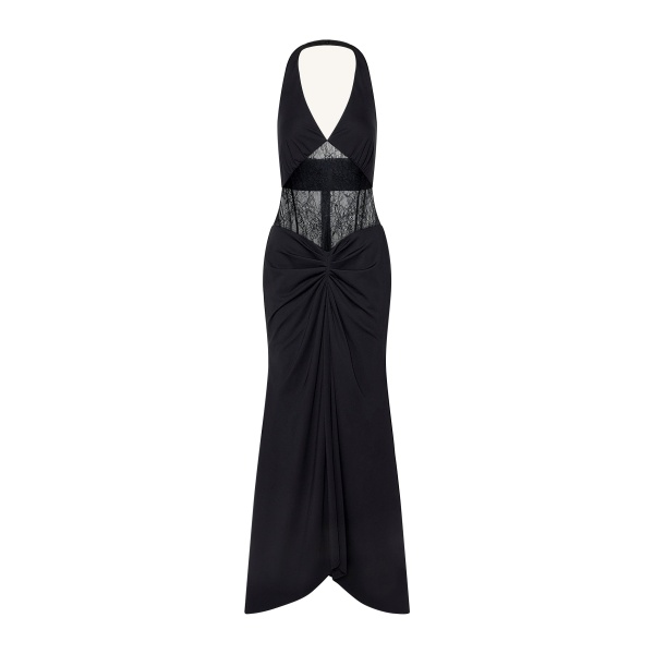 JW PEI Ruched Lace Panel Maxi Dress