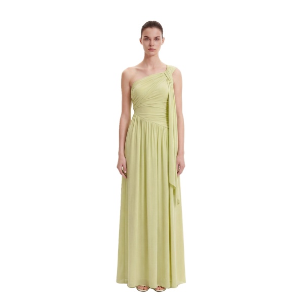 JW PEI Ruched One-Shoulder Maxi Dress with Trailing Sash
