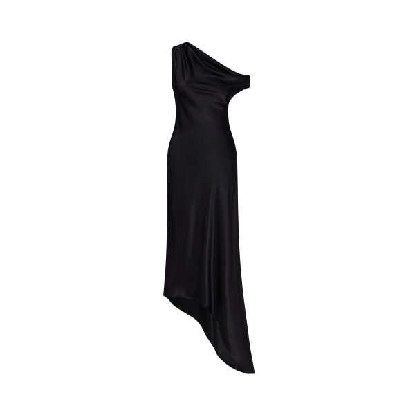 JW PEI Satin Draped One-Shoulder Asymmetric Dress