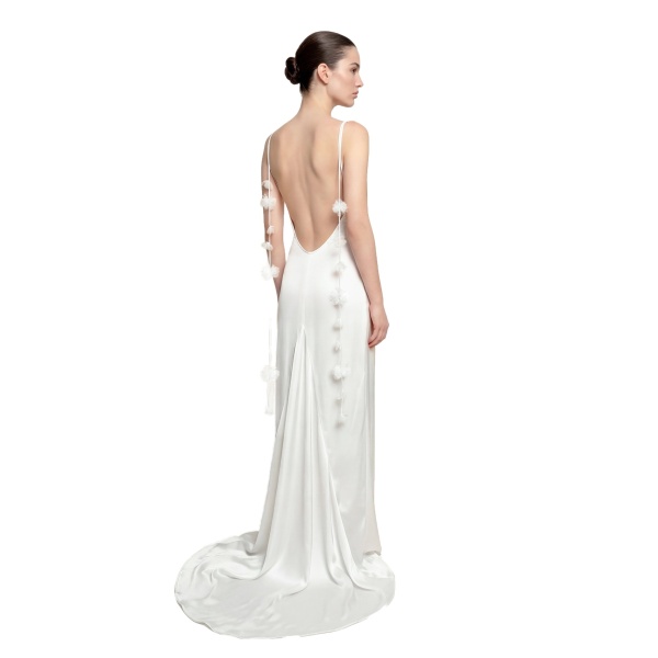 JW PEI Satin Strappy Maxi Dress with Floral Streamers
