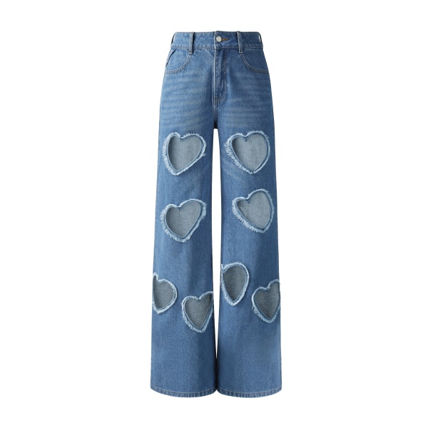 JW PEI Sophia Embellished Heart Cut-Out Denim Jeans