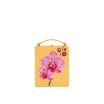 JW PEI Taya Orchid Motif Book Shape Clutch Bag in Yellow | Clutch Bags | Coveti JW PEI Taya Orchid Motif Book Shape Clutch Bag in Yellow