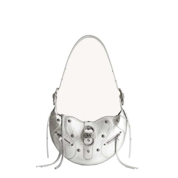 JW PEI Tessa Metallic Pleating Shoulder Bag in Silver
