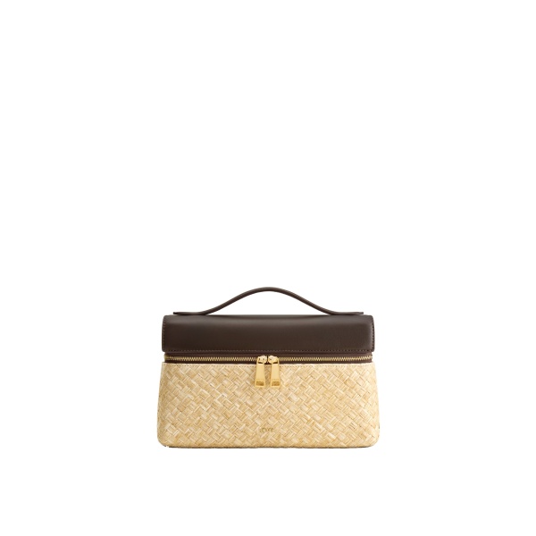 JW PEI Thea Faux Straw Top Handle Bag in Brown